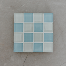 Load image into Gallery viewer, Glass Light Blue Coaster - Checkered
