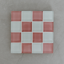 Load image into Gallery viewer, Glass Light Pink Coaster - Checkered
