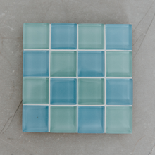 Load image into Gallery viewer, Glass Blue Coaster - Checkered
