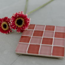 Load image into Gallery viewer, Glass Pink Coaster - Checkered
