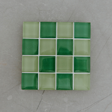 Load image into Gallery viewer, Glass Emerald Coaster - Checkered
